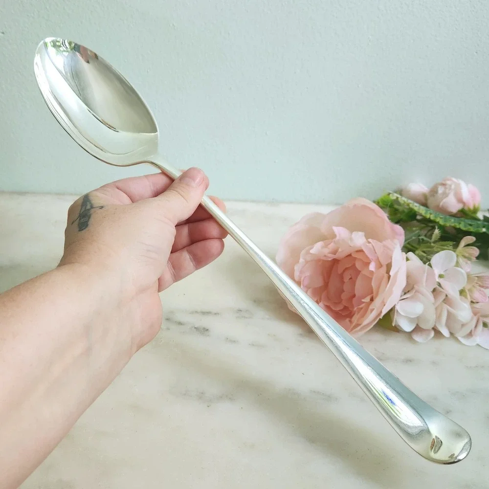 Vintage‎ Gerity Silver Plate Serving Spoon Reproduction 1740 Elegant Dinnerware